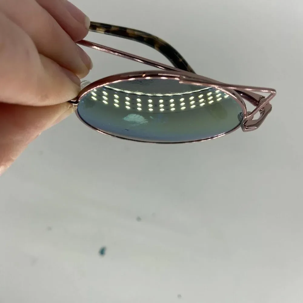 Matthew Williamson Round Mirrored Winged Cat Eye Rose Gold Tone Sunglasses